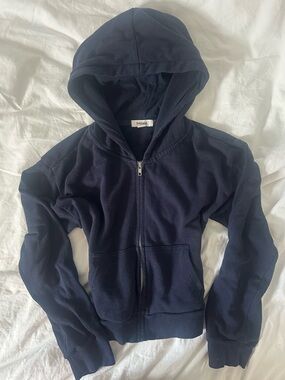 2010s Garage Navy Hooded Zip Sweatshirt